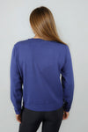 Elliott Lauren Pop Top Crystal Sleeve Sweater in Caspian blue. Crew neck lightweight sweater with long sleeves.  Tonal crystal embellishments on lower sleeve.  Rib trim at neck, hem and cuff.  Relaxed fit._t_61405401612654