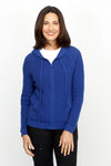 Elliott Lauren Waffle Zip Front Hoodie in Sapphire.  Zip front cotton/cashmere waffle hoodie.  Crew neck with attached drawstring hoodie.  Long raglan sleeve.  Rib cuff and hem.  2 front pouch pockets with rib trim.  Relaxed fit._t_61317129404782
