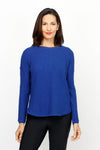 Elliott Lauren Cotton Cashmere Waffle Sweater in Sapphire.  Texture waffle weave knit.  Crew neck with raised center seams.  Long sleeves with dropped shoulder and raised seam detail.  Curved hem.  Relaxed fit._t_61184873693550