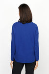 Elliott Lauren Cotton Cashmere Waffle Sweater in Sapphire.  Texture waffle weave knit.  Crew neck with raised center seams.  Long sleeves with dropped shoulder and raised seam detail.  Curved hem.  Relaxed fit._t_61184873660782