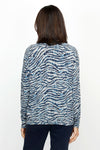 Elliott Lauren Wild at Heart Sweater in Blue Multi.  Multi blue zebra inspired print on heathered gray.  Soft knit.  Crew neck long sleeve sweater with dropped shoulder.  Ribbed trim at neck, hem and cuff.  Relaxed fit._t_61305442238830