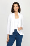 Top Ligne Slub Cardigan in White.  Lightweight textured slub open front topper with 3/4 sleeve.  Cut on bias.  Drape front. Relaxed fit._t_60221070082414