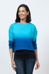 Planet Dip Dye Mini Boxy T in Lake.  Crew neck boxy long sleeve t with dolman sleeve.  Raw hem and cuff.  Boxy fit._t_34518553952456