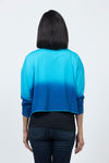 Planet Dip Dye Mini Boxy T in Turquoise/Royal. Crew neck boxy long sleeve t with dolman sleeve. Raw hem and cuff. Boxy fit._t_34518553886920