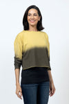 Planet Dip Dye Mini Boxy T in Chartreuse/Thyme. Crew neck boxy long sleeve t with dolman sleeve. Raw hem and cuff. Boxy fit._t_34518553854152