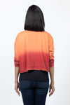 Planet Dip Dye Mini Boxy T in Creamsicle/Cherry. Crew neck boxy long sleeve t with dolman sleeve. Raw hem and cuff. Boxy fit._t_34518553919688