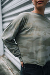 Planet Camo Tee in Loden.  Slightly  cropped crew neck camouflage pattern.  Long sleeve.  Drop shoulders.  Oversized fit. One size fits many._t_61205111636334