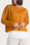 Planet Mini Boxy Tee in Ginger. Crew neck boxy tee with long sleeves. Slightly cropped length. Oversized fit._t_34314709532872