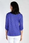 Elliott Lauren Ruched Sleeve Tee in Harbor blue. Crew neck tee with ruching down the center of each sleeve. Straight hem. Relaxed fit._t_35432124285128
