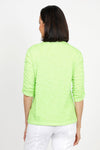 Elliott Lauren Ruched Sleeve Tee in Lime. Crew neck tee with ruching down the center of each sleeve. Straight hem. Relaxed fit._t_35432124317896