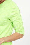 Elliott Lauren Ruched Sleeve Tee in Lime. Crew neck tee with ruching down the center of each sleeve. Straight hem. Relaxed fit._t_35432124481736