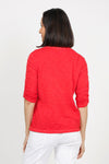 Elliott Lauren Ruched Sleeve Tee in Poppy red. Crew neck tee with ruching down the center of each sleeve. Straight hem. Relaxed fit._t_35432124514504