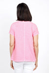 Elliott Lauren V Neck Back Seam Tee in Pink. V neck short sleeve tee with back center seam and raw edge raglan sleeve detail. A line. Relaxed fit._t_35286628991176