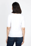 Elliott Lauren Ruched Front Tee in White. V neck short sleeve tee with ruched front detail. Classic fit._t_35286768386248