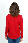 Elliott Lauren Button Down Tee in Garnet. Garment dyed button down with pointed collar. Long sleeves. Single breast pocket. Back yoke. Shirt tail hem. Relaxed fit._t_35977632645320