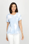Elliott Lauren Tide Pool Tee in Whisper Blue.  Ocean inspired print.  Crew neck short sleeve top with sewn cuff.  A line shape.  Relaxed fit._t_60215255662958