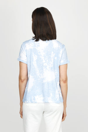 Elliott Lauren Tide Pool Tee in Whisper Blue.  Ocean inspired print.  Crew neck short sleeve top with sewn cuff.  A line shape.  Relaxed fit._60215255695726