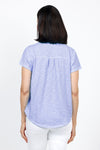 Elliott Lauren Button Front Tee in iris. Garment tied cotton tee with pointed collar and button down front. Shirt tail hem. Relaxed fit._t_60078537474414