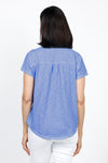 Elliott Lauren Button Front Tee in Marine. Garment tied cotton tee with pointed collar and button down front. Shirt tail hem. Relaxed fit._t_60078537867630