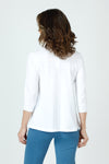 Elliott Lauren Garment Dye V Neck Tee in White.  Slub cotton tee with banded v neck and seam detail below shoulder.  3/4 sleeve with cuff.  Back center seam. Relaxed fit._t_59962036715886