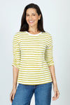 Elliott Lauren Striped Ruched Sleeve Tee_t_60361607250286
