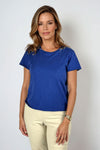 Elliott Lauren Garment Dye Tee in Lapis.  Crew neck short sleeve garment dye tee.  Rib trim at neckline.  A line.  Relaxed fit._t_61323816730990