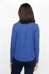 Elliott Lauren Button Down Tee in Lapis. Garment dyed button down with pointed collar. Long sleeves. Single breast pocket. Back yoke. Shirt tail hem. Relaxed fit._t_60967384580462