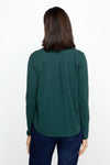 Elliott Lauren Button Down Tee in Pine. Garment dyed button down with pointed collar. Long sleeves. Single breast pocket. Back yoke. Shirt tail hem. Relaxed fit._t_60967384514926