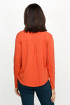 Elliott Lauren Button Down Tee in Pumpkin. Garment dyed button down with pointed collar. Long sleeves. Single breast pocket. Back yoke. Shirt tail hem. Relaxed fit._t_61252724654446