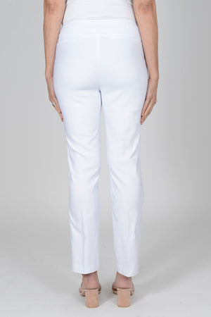 Lisette L Montreal Mercury 28" Ankle Pant in White. Pull on pant with 3" waistband. Snug through hip and thigh falls straight below knee. 28" inseam._35008837157064