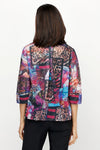Frederique Mixed Animal & Floral Jacket.  Mesh button down jacket with 3 novelty buttons.  Patchwork of floral and leopard print.  Front yoke with 3 pleats on left.  Back center seam with inverted pleat. 3/4 sleeve with cuff.  Relaxed fit._t_61189801967982