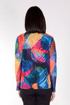Frederique Color Grooves Twin Set. Multi colored abstract swirled print. Crew neck sleeveless tank with screen printed mesh jacket. Zip front with adjustable wire collar and long sleeves. Relaxed fit._t_34618409222344