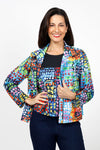 Frederique Dot Art Zip Twin Set in Multi.  Bright blocks of dots in multi colors.  Zip front mesh jacket with adjustable wire collar.  Machine sleeveless tank with solid yoke and print bottom._t_35135793299656