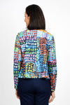 Frederique Dot Art Zip Twin Set in Multi. Bright blocks of dots in multi colors. Zip front mesh jacket with adjustable wire collar. Machine sleeveless tank with solid yoke and print bottom._t_35135793234120