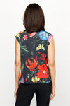 Frederique Floral Print Mesh Twinset in BlackMulti. Screen print zip front mesh long sleeve jacket with sleeveless matching printed tank.  Relaxed fit._t_61189717918062