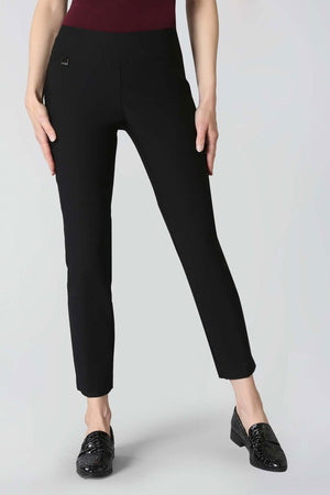 Lisette L Montreal 801 Ankle Pant in Black.  Pull on pant with 3" waistband.  Magical lycra stretch.  Slim through hip and thigh.  Falls straight from knee.  28" inseam._52968467202414
