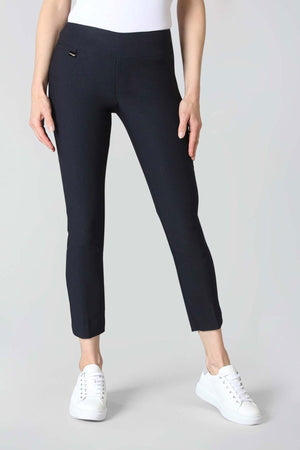 Lisette L Montreal 801 Ankle Pant in Navy.  Pull on pant with 3" waistband.  Magical lycra stretch.  Slim through hip and thigh.  Falls straight from knee.  28" inseam._52968467333486