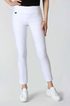 Lisette L Montreal 801 Ankle Pant in White.  Pull on pant with 3" waistband.  Magical lycra stretch.  Slim through hip and thigh.  Falls straight from knee.  28" inseam._t_52968467431790