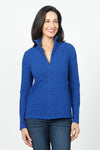 Sno Skins Jacquard Concealed Zip Top in Imperial Blue.  Puckered half zip top with stand up convertible collar.  Hidden zipper.  Long sleeves.  Classic fit._t_34622234853576