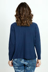 Organic Rags V Neck Easy Top in Navy.  V neck dolman long sleeve sweater.  Side slits.  Relaxed fit._t_52880746119534