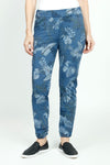 Organic Rags Multi Leaves Pant in Navy.  White, green and brown leaf print on a navy background.  Elastic pull on waist.  2 front slash pockets.  Lightly crinkled fabric.  27" inseam._t_52880899637614