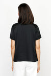 Lolo Luxe Washable Silk Tee in Black.  Banded v neck short sleeve tee.  A line shape.  Relaxed fit._t_61251877929326