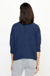 Organic Rags Mock Turtleneck Sweater in Navy.  Soft knit mock ribbed turtleneck with 3/4 sleeve and deep rib cuff.  Relaxed fit._t_61201161781614