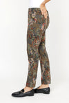 Organic Rags Palm Print Pant in Sand.  Abstract palm print.  Elastic waist pull on pant with 2 front slash pockets and 2 rear patch pockets.  Ankle length - 28 1/2" inseam.  Slim relaxed leg._t_61201163780462