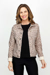Organic Rags Reversible Leopard Jacket in Sand.  Leopard print reverses to solid sand.  Completely reversible.  Pointed collar button down jean jacket with long sleeves and button cuffs.  Contour seaming and patch pockets.  Banded hem.  Classic fit.  _t_61384988229998
