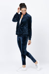 Sno Skins Plush Legging in Navy. Velvet legging. Elastic waist. 29 1/2" inseam._t_34668195938504