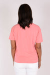 Mododoc Boxy Crew Tee in Sweet Coral. Crew neck short sleeve slub cotton tee with rib trim at neck. Back center seam. Slightly oversized, relaxed fit._t_34239043895496