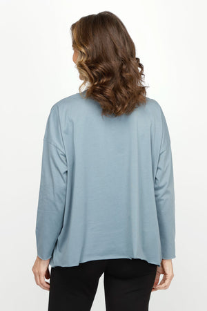 Planet Boxy T in Vapor.  Solid pima cotton boatneck tee with long sleeves.  Raw edges.  Oversized fit.  One size fits many._61060292608366