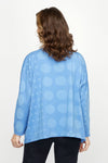 Planet Jacquard Circle Boxy T in Blue Jay.  Oversized crew neck long sleeve tee with raw edges.  Jacquard circles in different sizes.  One size fits many._t_61020967403886