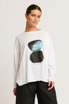 Planet Luna Boxy T in Multi.  Light and dark sides of the moon graphic print on front on white background.  Crew neck, long sleeve tee with dropped shoulders.  Oversized boxy fit.  One size fits many._t_60140822298990